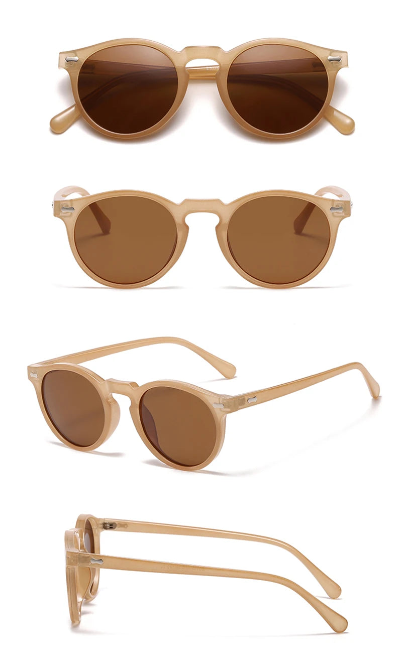 Peekaboo polarized sunglasses for men korean fashion driving round sun glasses for women uv400 green brown summer accessories