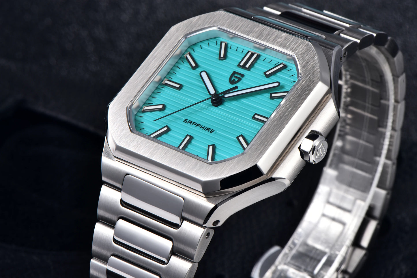 Nuovo orologio di lusso quadrato PAGANI DESIGN 2026 da uomo al quarzo, vetro zaffiro AR, movimento giapponese, luminoso, in acciaio 316L all steel
