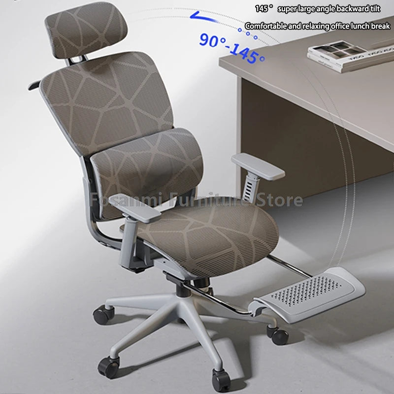 Atmungsaktiver Mesh-Computer-Bürostuhl mit Armlehnen und Lendenwirbelstütze, verstellbarer ergonomischer Schreibtischstuhl für Zuhause und Gaming mit Kopfstütze