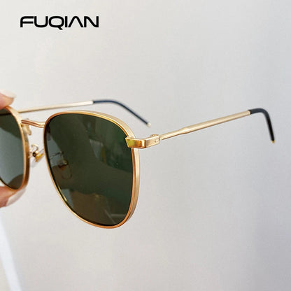 Fashion Metal Square Sunglasses Women Men Stylish Round Sun Glasses Ladies Retro Black Driving Shades UV400