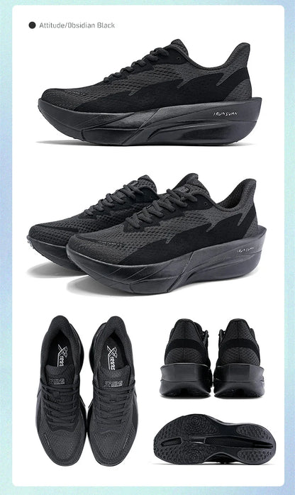 IRUNSVAN Carbon Fiber Sneakers für Einsteiger/Fortgeschrittene, atmungsaktive und bequeme Trainings-Laufschuhe mit dicker Sohle, unisex 130