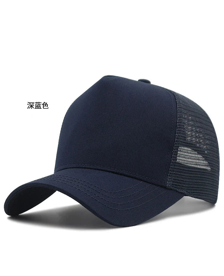 Felnőtt nyári pamut trucker sapka, női hálós napellenző sapka, nagy méretű sapka, férfi plusz méretű baseball sapka, 55–60 cm, 60–65 cm