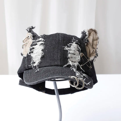 divatos lány új farmer hosszú nyúlfülű cowboy baseball sapka mosott graffiti hiphop sapka nők férfiak buli csapat baseball sapka