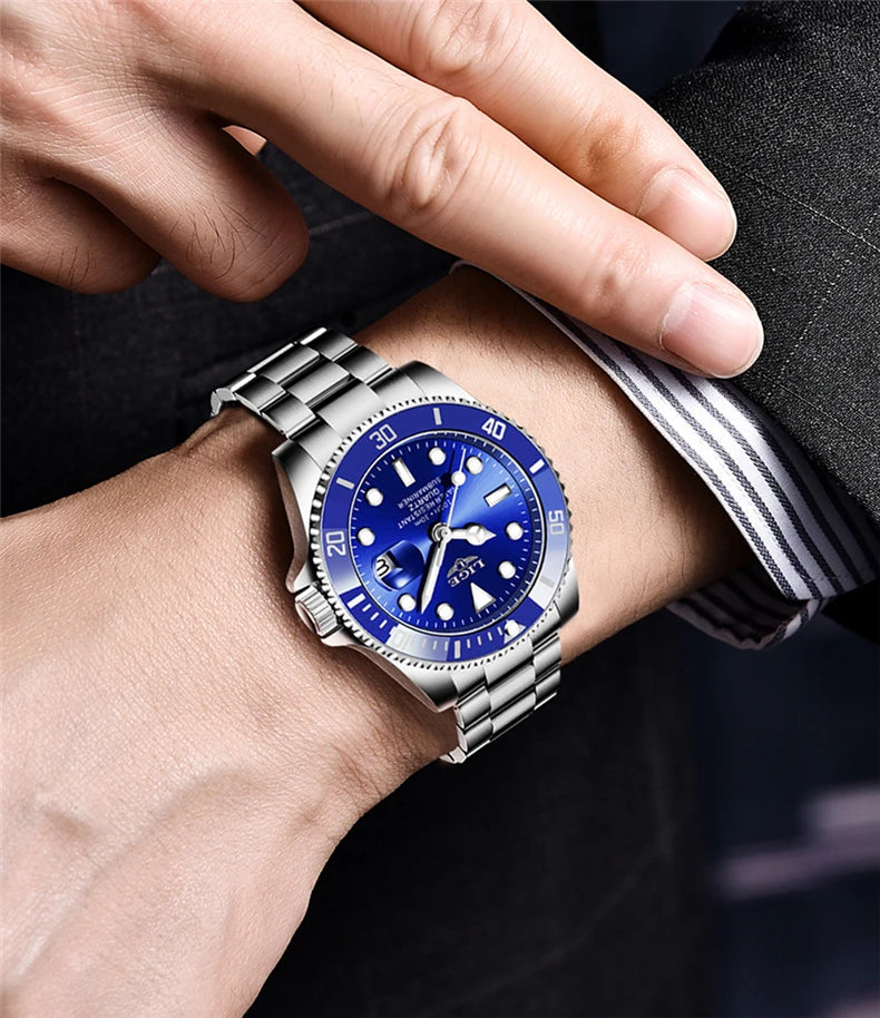 Reloj de buceo de lujo para hombre, de la marca LIGE, resistente al agua hasta 3 ATM, con indicador de fecha, reloj deportivo de cuarzo