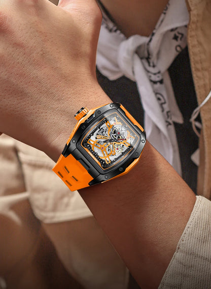 LIGE New Watches Mens Skeleton Mechanical Automatic Watch Top Brand Luxury Luminous 30M Waterproof Watch For Men reloj hombre
