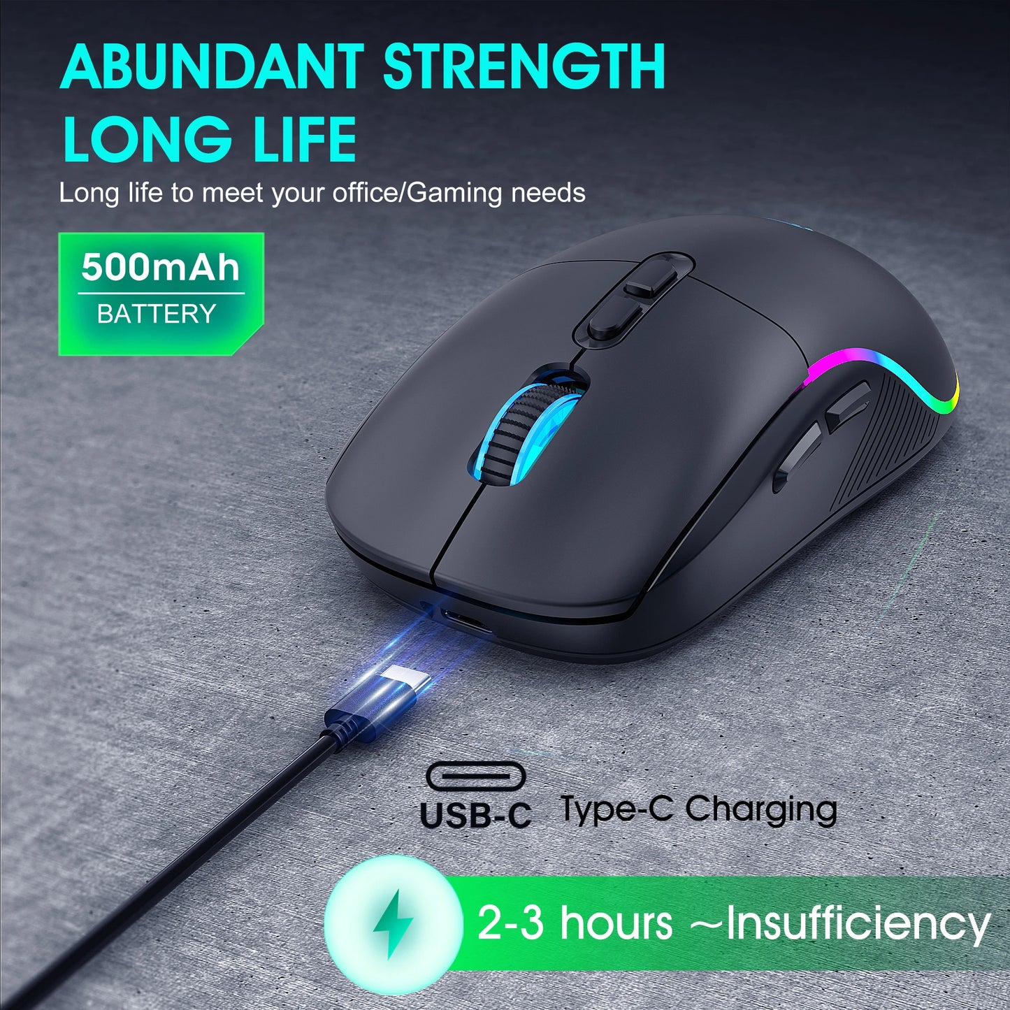 Tri-mode Mouse 2.4G Wireless/Bluetooth/Wired 6-speed DPI Adjustable 500mAh Battery RGB Lighting Esports Game Macro Office Mouse