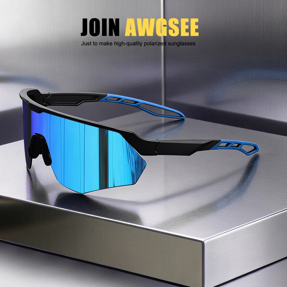 Half frame polarized bicycle sunglasses - windproof, lightweight, unisex, suitable for skiing, running, and outdoor activities