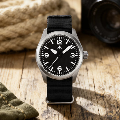 Relógio de Quartzo Vintage Militar Militado ML08 V2 com Movimento VH31, Vidro Duplo de Safira, Luminescência C3 BGW-9, Impermeável, 38mm