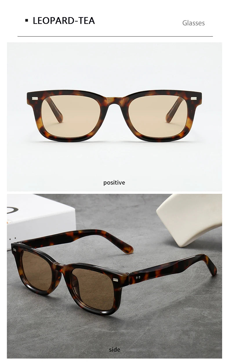 Men's Thick Framed Retro Brown Sunglasses Narrow Framed Hip-hop Style Rapper Eyewear Vacation Sunglasses UV400
