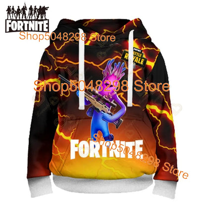 Fortnite Hoodies Pullover Sweatshirt Victory Royale 3D Hoodies Streetwear Hooded Tops for Kids Birthday Gifts