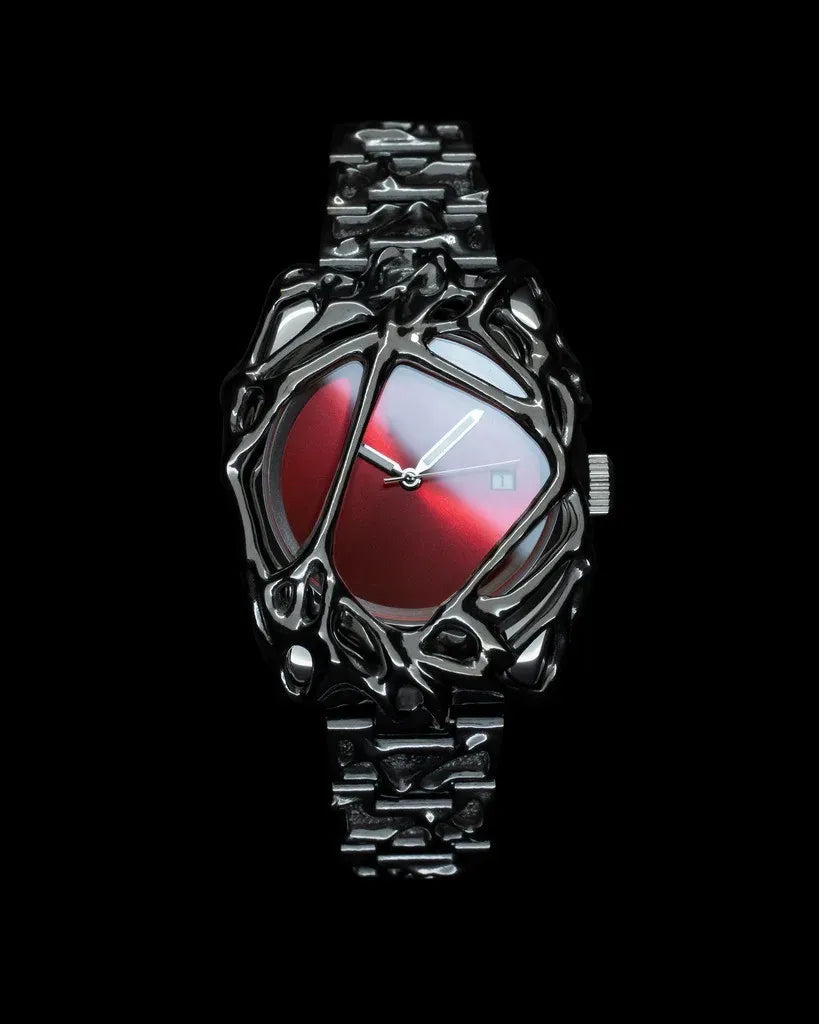 Unique Minimalism Men's Watches Irregular Dial Design Fashion Casual Street Punk Gothic Y2k Wristwatch for Men Black Color Gift