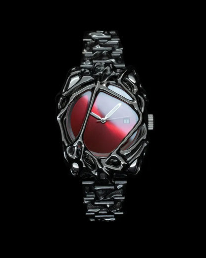 Unique Minimalism Men's Watches Irregular Dial Design Fashion Casual Street Punk Gothic Y2k Wristwatch for Men Black Color Gift