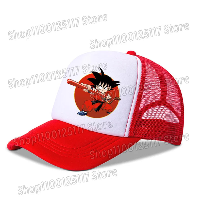 Dragon Ball baseball sapka, anime-nyomtatott sapkák, lélegző, csúcsos sapka, rajzfilm, Goku, nyári sport, snapback, hálós napellenzős sapka, gyermekajándék