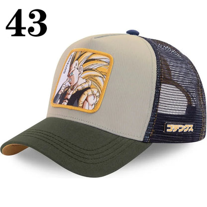 Casquette de baseball imprimée à l'effigie d'un personnage de l'anime Dragon Ball pour hommes et femmes – Casquette hip-hop – Casquette en maille pour camionneur – Protection solaire d'été pour les activités en plein air