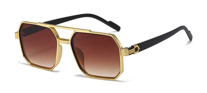 Trendy Women Luxury Polygonal Sunglasses Double Beam Men Metal Sunglass Outdoor Driving Shade Unisex