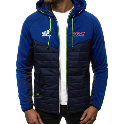 Produit gaming premium Fraquane, 2025 Spring And Autumn Comfortable Jacket Slim Coat Men's New Seven-color Cotton-padded Honda racing Print Patchwork Hoodies, équipement gamer