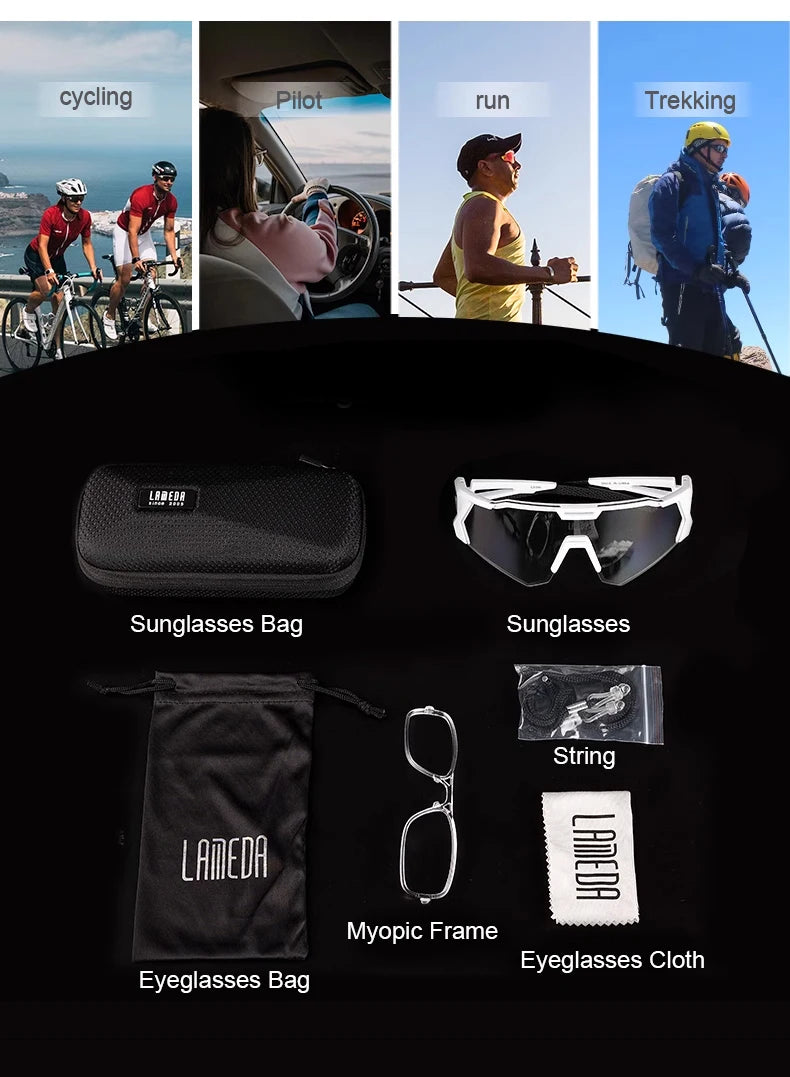 LAMEDA Polarized Cycling Glasses Road UV400 Mountain Bike Sunglasses Bicycle Goggles Sports Eyewear Outdoor Sunglasses Men Women