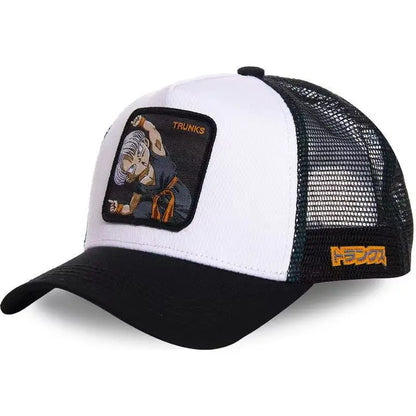 Casquette de baseball ajustable et respirante en maille avec languette brodée « Dragon Ball » : casquette de protection solaire pour hommes et femmes, adaptée aux activités de plein air