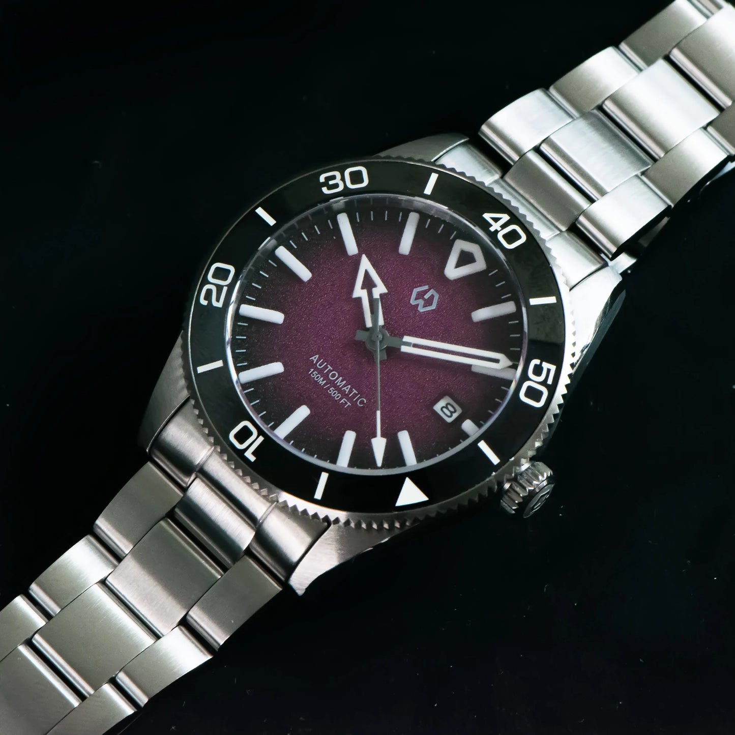 Upgraded Model 9017 Automatic Watch Mechanical 3D Dimensional Luminous Watch Needle Ceramic Bezel 150 Meters Waterproof Diving