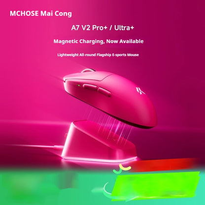 Mouse wireless MCHOSE A7 V2 Ultra+ Tri-Mode ultraleggero Paw3950 Ti 42000dpi 500mah per PC, esports e laptop, accessori gaming