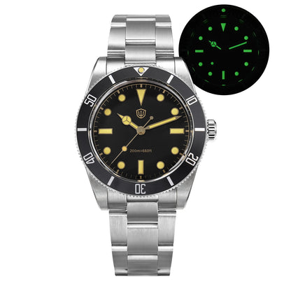 Watchdives WD7922 BB54 Watch VH31 Sweep Second Movement Sapphire Crystal 20bar Waterproof C3 Luminous 37mm Vintage Watches