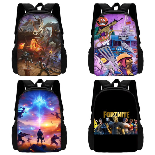 Zaino per bambini con motivo shooting game, ispirato a Fortnites, per ragazzi e ragazze, regalo di compleanno per studenti, borsa scuola unisex, zaino da campeggio resistente