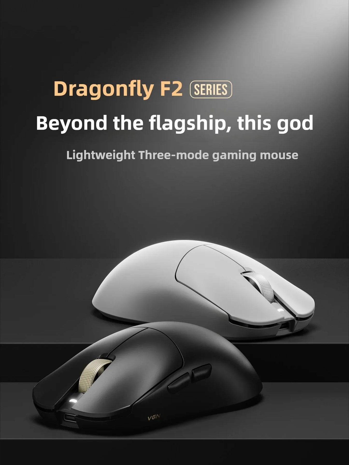 Ratón gaming esports VGN Dragonfly F2 ProMax/Ultra 42000DPI 0.125ms para CSGO, baja latencia, con cable/inalámbrico, doble 8K, 3 modos, PAW3395/3950