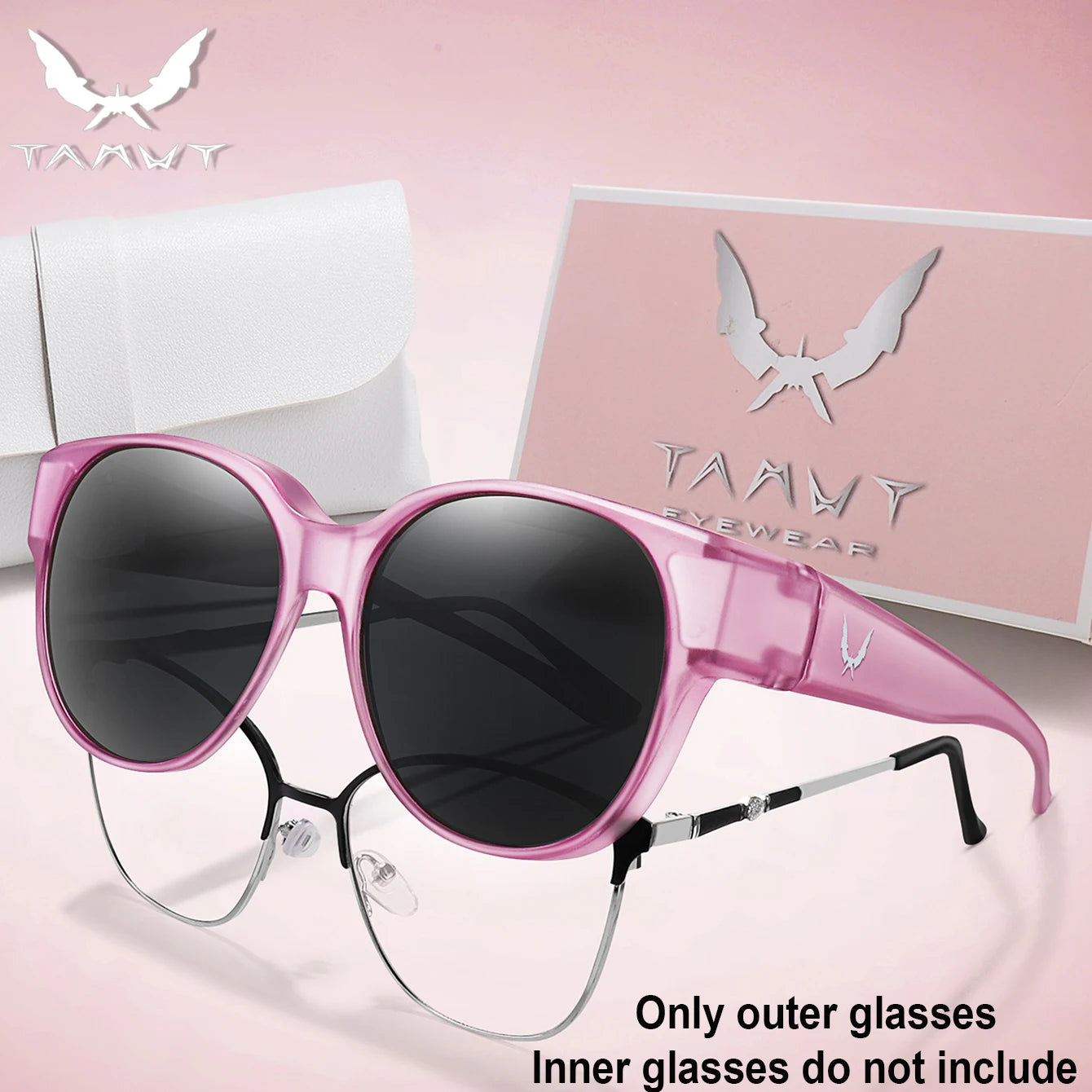 Over Glasses with Box Cover Over Myopia Eyeglasses Unisex Round Shades with UV protection Outdoor Sports Fishing Hiking Cycling