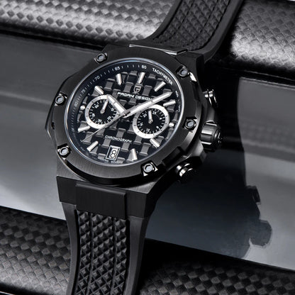 Quartzhorloges voor heren van PAGANI DESIGN – Luxe sportchronograaf, waterdicht, voorzien van lichtgevende wijzers en een saffierglas met antireflectiecoating