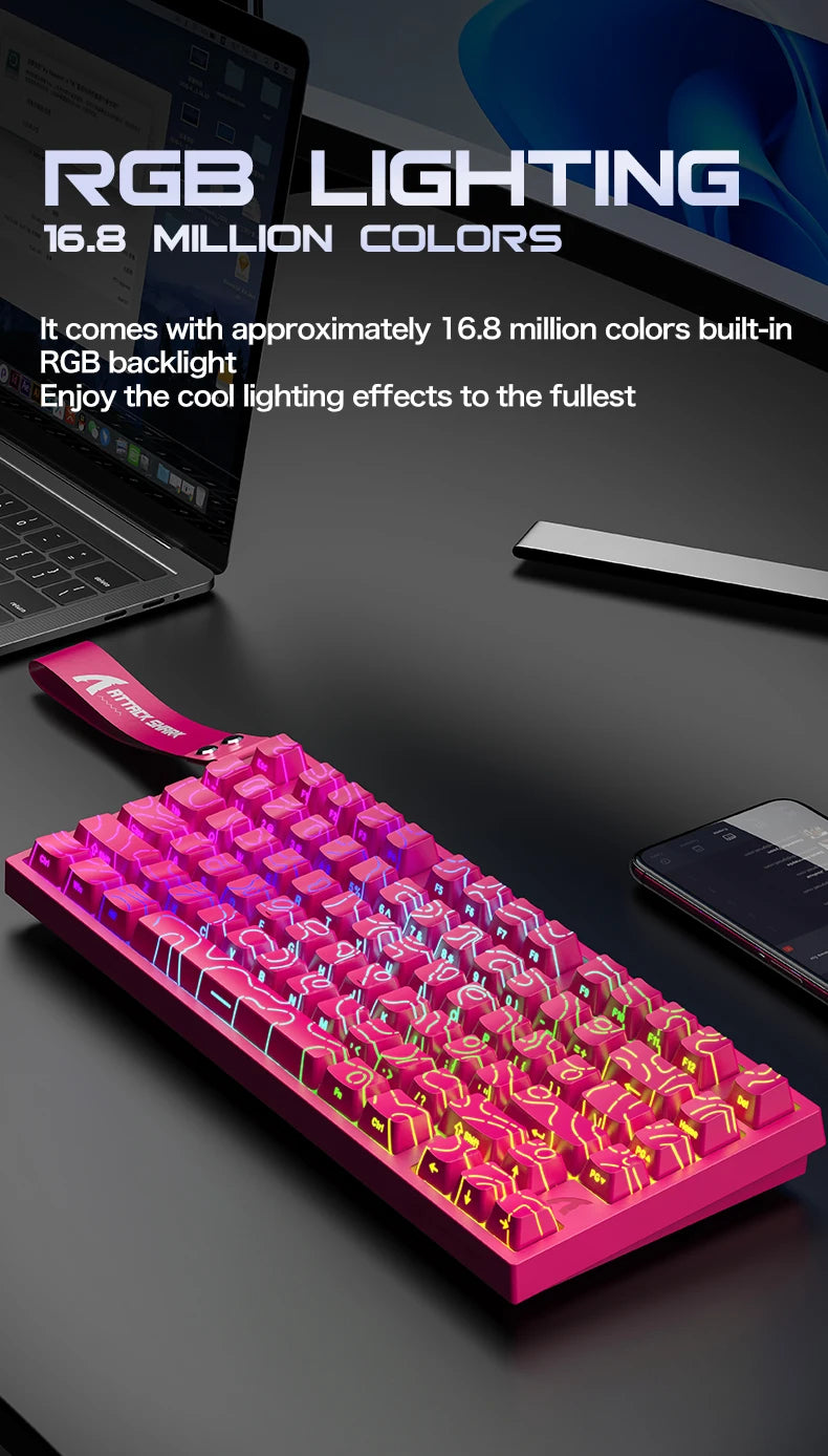 ATTACK SHARK R82 HE Teclado Magnético com Fio 75% RGB 8000Hz Rapid Trigger Atuação de 0.005mm Teclado Gaming