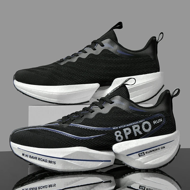 New Men's Carbon Plate Sneakers Outdoor Soft Sole Mesh Sports Shoes Running Shoes Light Anti-Slip Casual Couple Tennis Shoes