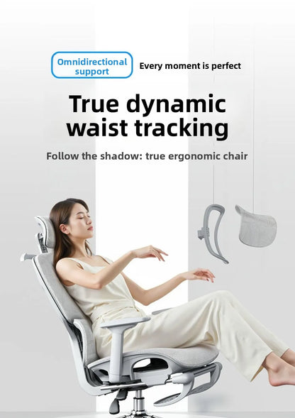 Adjustable Ergonomic Mesh Office Chair, Breathable High Back Computer Desk Chair with 6D Lumbar Support & Retractable Footrest
