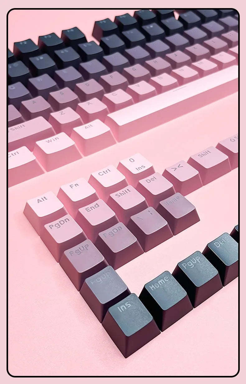 Teclas Gamer RGB retroiluminadas em degradé para teclado mecânico com switch MX, perfil OEM, PBT, branco e azul, layout ISO, teclas DIY