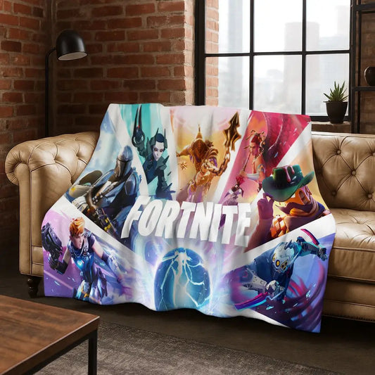 3D F-Fortnite Game Cartoon Flannel Blanket Soft Warm Throw Blanket for Bed Bedroom Room Living Room Travel Camping Kids Gift