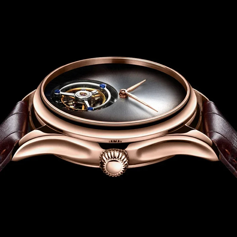 AESOP Flying Tourbillon Skeleton Watch For Men Mekanisk vattentät herrklocka Lyxigt urverk Rostfritt stål