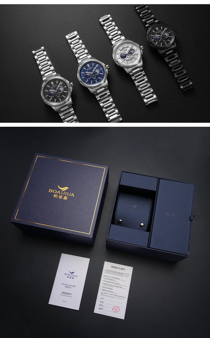 BORIAGE (BOAIJIUA) Automatic Mechanical Watch Creative Starry Sky Watch Water Resistant Mechanical Watches Birthday Gift for Men