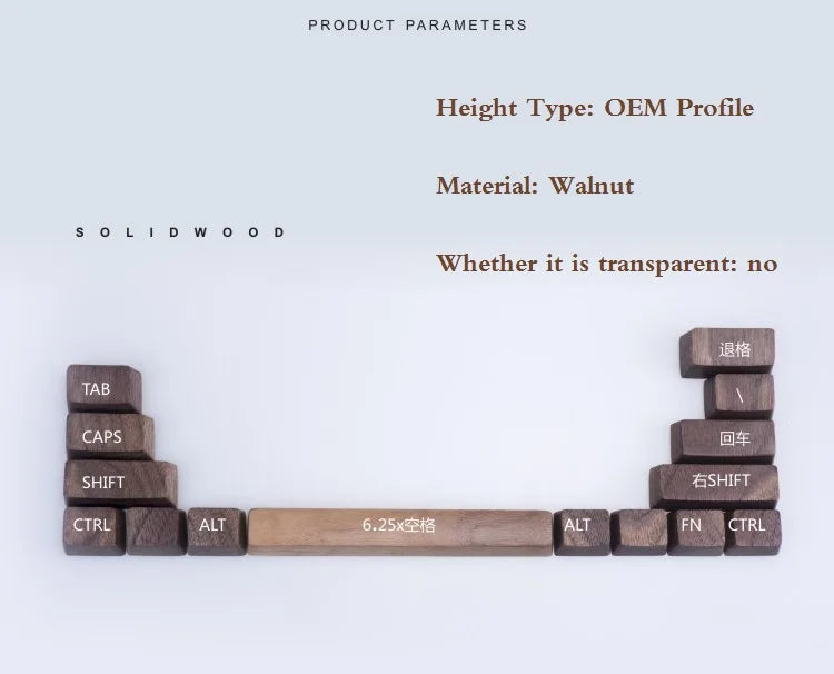 handmade custom wood keycap for mechanical keyboard walnut solid wooden keycaps spacebar Esc Cherry mx switch OEM Profile