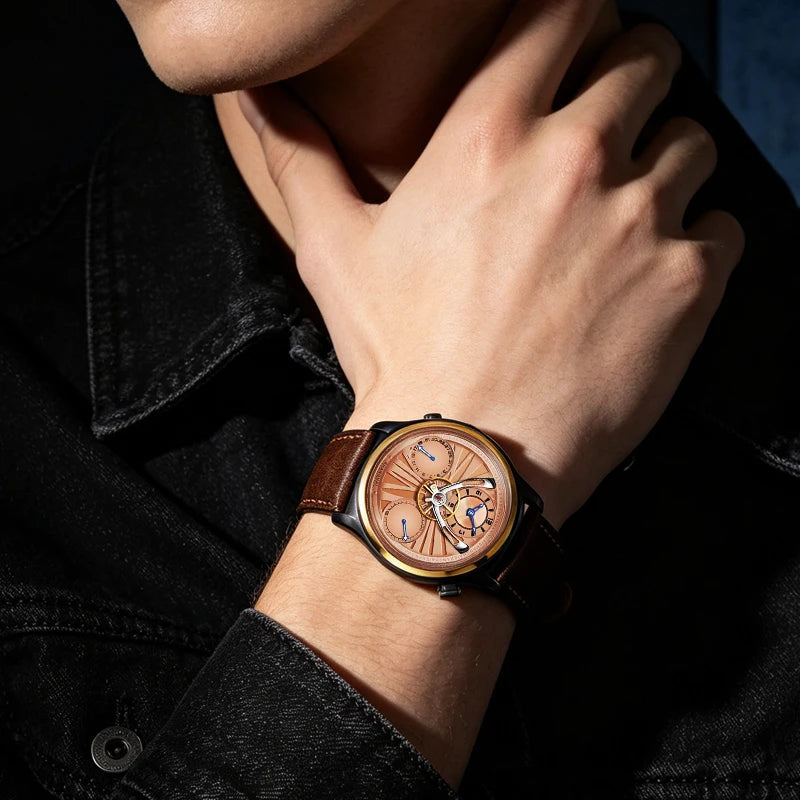 Shanghai Watch Central Flywheel Men's Watches 42.5mm Automatic Watches Fashion 316L Stainless Steel Mechanical Wristwatch 877