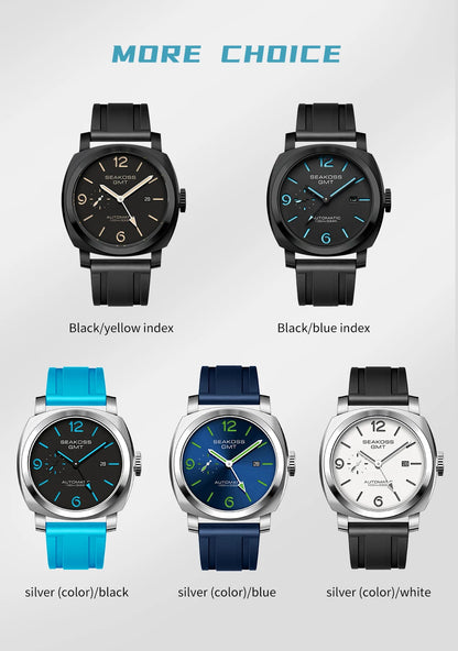 SEAKOSS 100m Diving Men GMT Automatic Mechanical Watches 1963 Clock 2557 Seagull Movement Super Luminous Sapphire Wristwatches