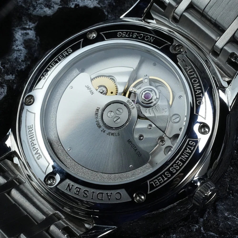 CADISEN Ultra-thin Mechanical Wristwatch Japan MIYOTA 9015 Top Brand Luxury Single-dome Sapphire Crystal Automatic Watch Man