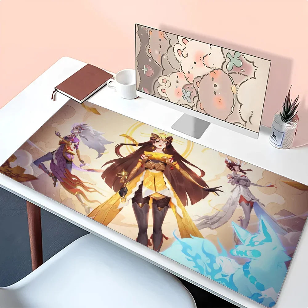 Mousepad Amaterasu Kiriko Overwatch, covoraș pentru mouse și birou cu suport, accesorii gaming Prime Gaming, pad XXL pentru tastatură, covoraș de protecție