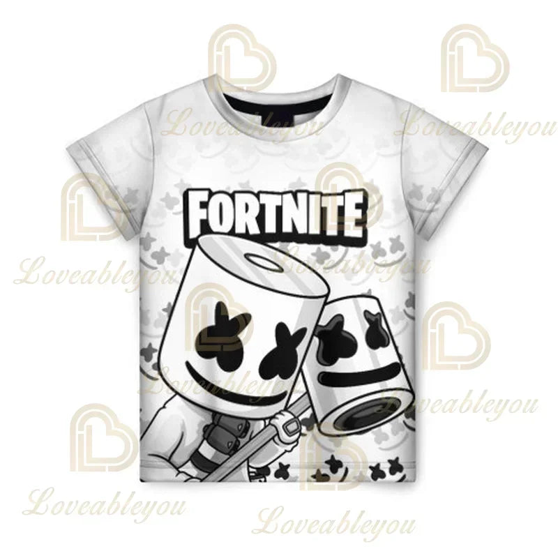 T-shirt Fortnite para Crianças Banana Peely, T-shirt para Homem e Mulher, T-shirt Battle Royale, Top de Verão Harajuku