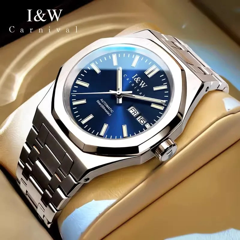 CARNIVAL Mens Mechanical Watch Brand Luxury Sapphire NH36 Movement Automatic Wrist Watches 50m Waterproof for Men Reloj Hombre
