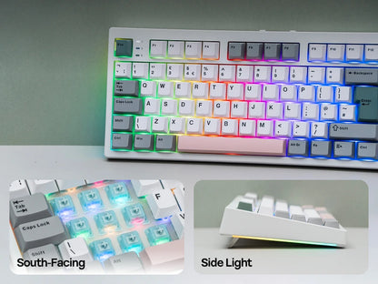 Teclado mecánico EPOMAKER TH87 con distribución ISO-UK TKL, con cable/BT/inalámbrico 2.4Ghz, NKRO, batería de 10000mAh y luz RGB