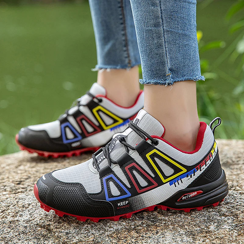 Scarpe da trekking da donna per attività outdoor, scarpe sportive da escursionismo, scarpe tattiche da caccia antiscivolo, scarpe da arrampicata traspiranti con lacci, ciclismo