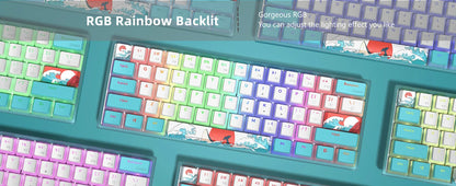 Womier WK61 Mechanical Keyboard RGB Wired Gaming Keyboard Hot-Swappable Blue Sea Theme with PBT Keycaps for Windows PC Gamers