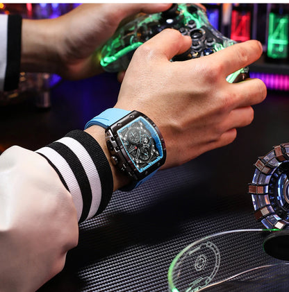 CURREN Men’s Luxury Square Quartz Chronograph Watch Waterproof, Luminous Dial & Date Display