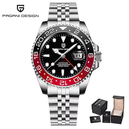 GMT Wristwatch PAGANI DESIGN Automatic Watch 40mm Mens Watch Top Brand Mechanical Watch 100M Waterproof Luminous Watches PD-1662