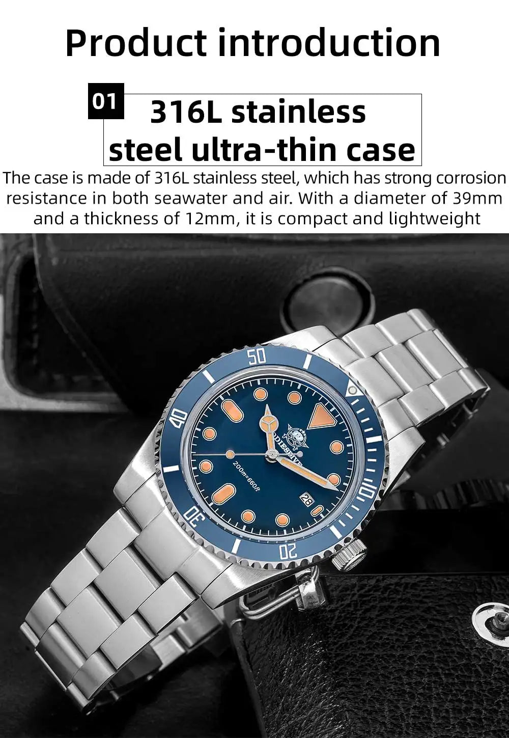 ADDIESDIVE Men’s Luxury Diver Watch Luminous Dial, Ceramic Bezel, Stainless Steel & 20 Bar Water Resistant