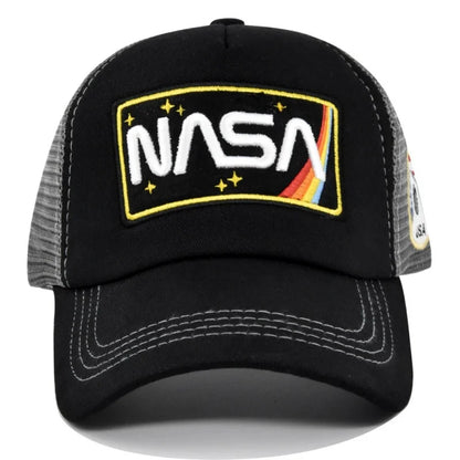 3D prémium NASA-hímzéses baseball sapka, nyári színblokkos hálós sapka, férfi és női szabadtéri alkalmi duckbill sapka